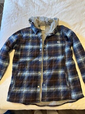 Dickies Navy and Gray Plaid Hooded Shirt Jacket